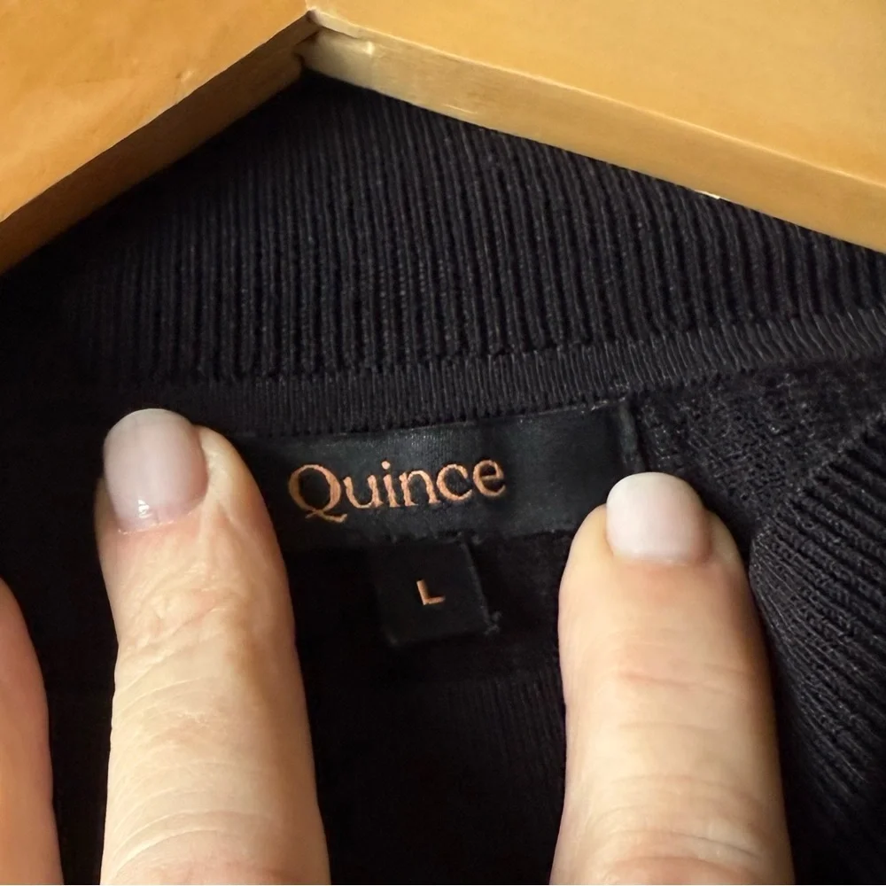 QUINCE • Cropped High Neck Ribbed Top. Size L. EUC. Black. $17 obo. - Picture 3 of 8